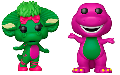 Funko Pop Vinyl Barney dinosaur and Baby Bop figures