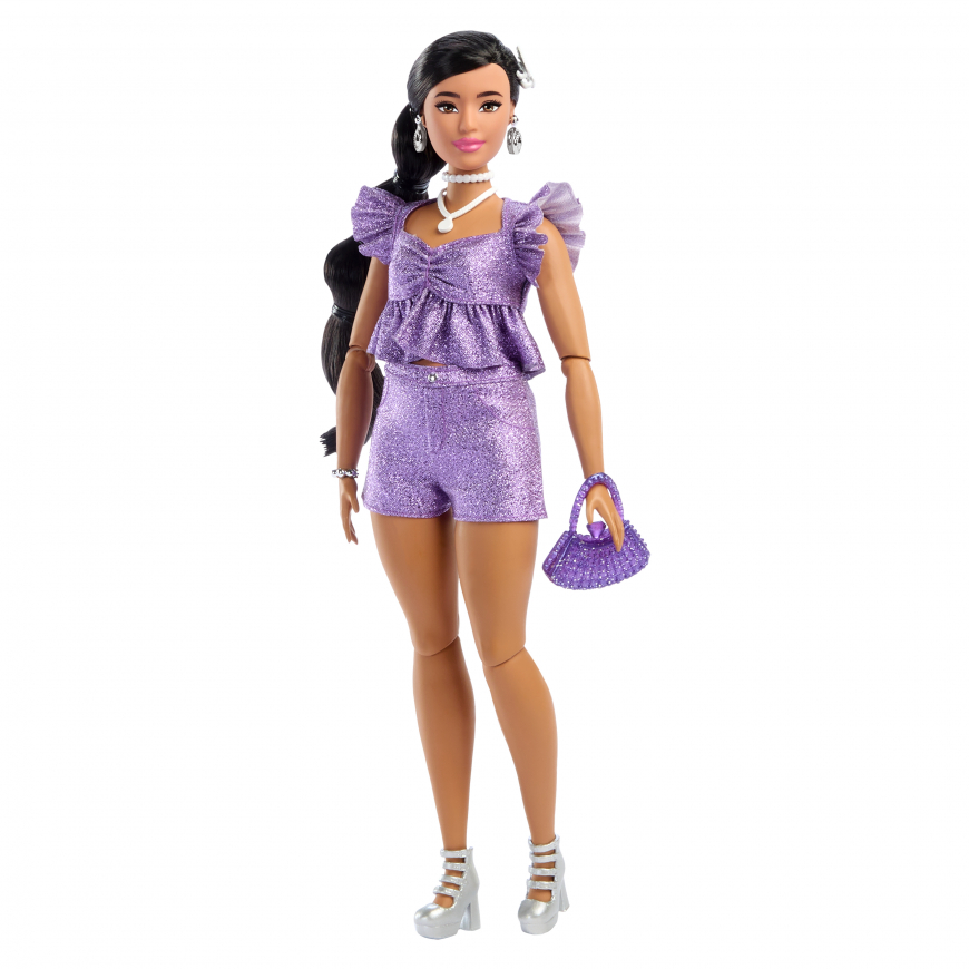 Barbie Deluxe Style doll Purple Metallic Dress JFP43