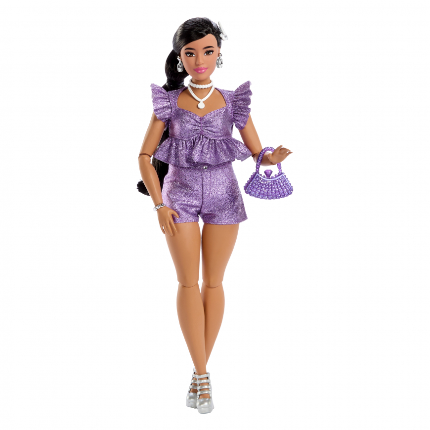 Barbie Deluxe Style doll Purple Metallic Dress JFP43