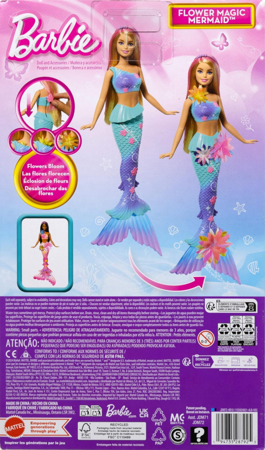 Barbie Flower Magic Mermaid Blonde doll JDM72