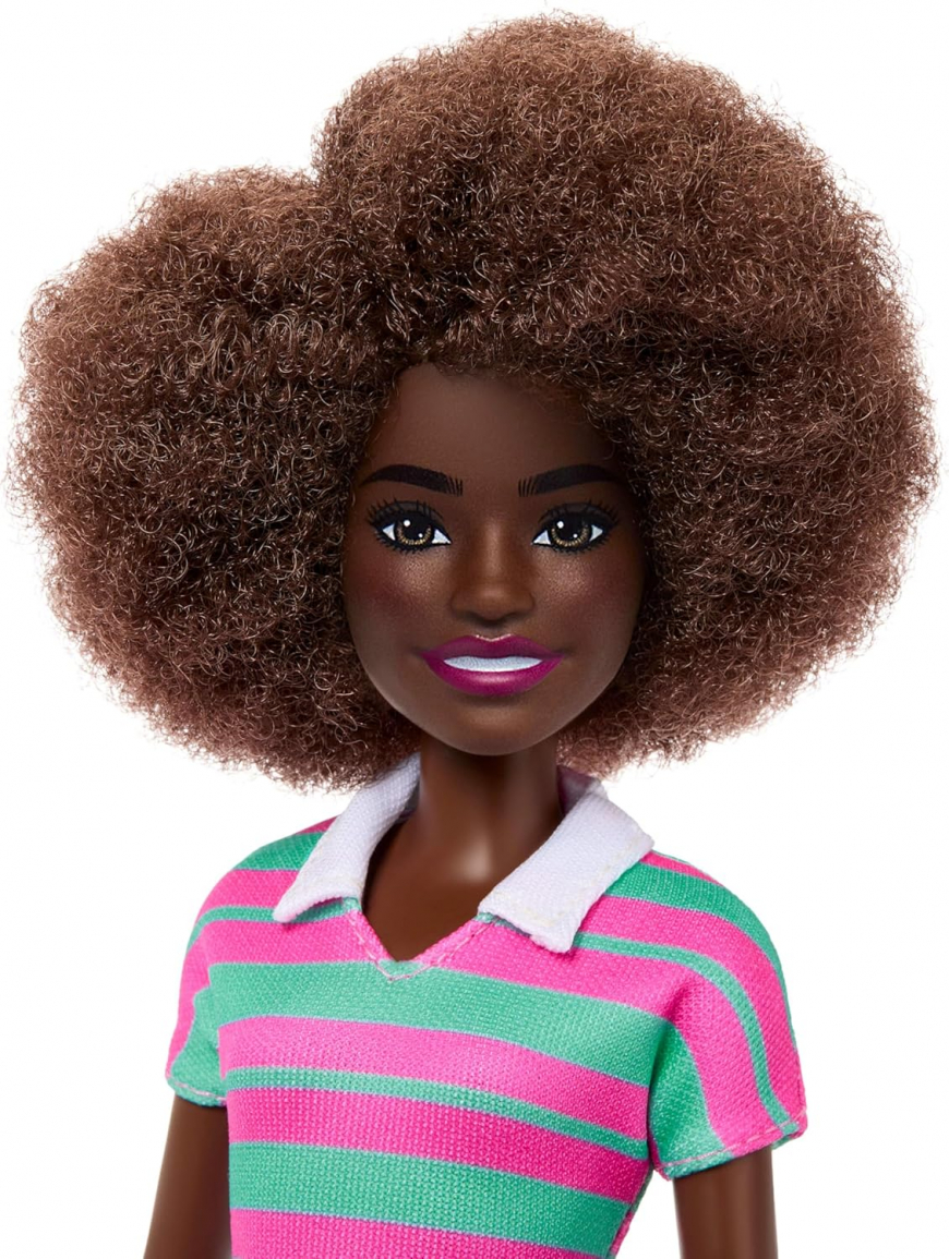 Barbie Fashionistas Doll #247 Pink and Green Striped Collared Dress